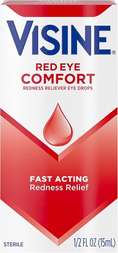 [BRSWY2YLBMNR6335] Visine Rouge Eye Confort Redness Relief gouttes oculaires pour aider à soulager les yeux rouges en raison d'irritations oculaires mineures Fast, Tétrahydrozoline HCl, 0,5 fl. oz