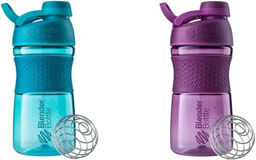 [BRSRMGT5B55WY3LG] BlenderBottle 20-Ounce SportMixer Shaker Bottles with BlenderBall Wire Whisk, Plum and Teal