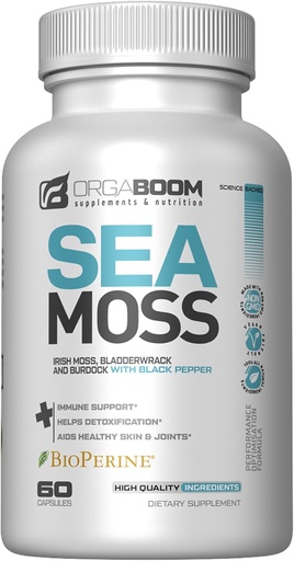 [BRSRA2QOOQPBU2DZ] Sea Moss Capsules Irish Sea Moss Supplement with Organic Burdock Root, Bladderwrack & Black Pepper | Boost Energy, Detox & Immune Support | Non-GMO, Vegan | Made in USA - 60 Count