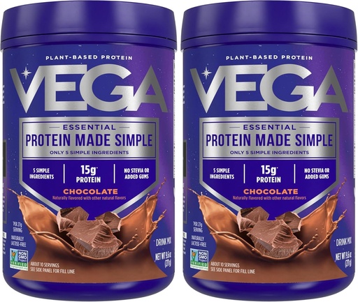 [BRSRAY35DIIAI3DF] Vega Protein Terbuat Sederhana, Coklat Gelap - Powder Protein Bebas Vegan, Tanaman Based, Sehat, Gluten Free, Pea Protein untuk Perempuan dan Pria, 9.6 oz (Packaging May Vary) (Pack of 2)