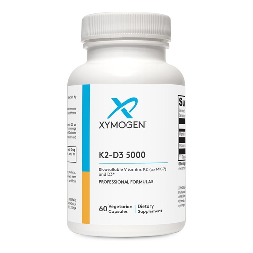 [BRSRMGQTCV4AYC3K] XYMOGEN K2-D3 5000 - Vitamin D3 K2 Supplement for Immune, Bone & Cardiovascular Support* - Non-GMO, Gluten Free, Vegetarian - 60 Capsules