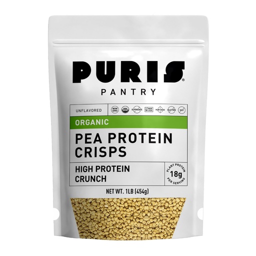 [BRSW2EI7AEGWM23V] PURIS Organic Pea Protein Crisps, Certified Organic Pea Protein Isolate, Keto Protein Crunch, Made 100% in The USA, Non-GMO, Gluten Free, No Sugar, No Soy, 18g Protein, 7g Carbs, Unflavored