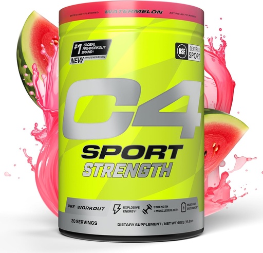 [BRSRAZIEDN5AACTZ] Selucu C4 Sport Kekuatan Pra Workout - NSF Bersertifikat untuk Sport - Beta- Alanine, Creatine, Kafein 200 mg - Suplemen Energi Bebas Gula untuk Pria & Perempuan - Semangka, 20 Servis