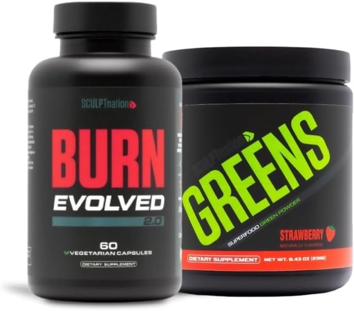 [BRSROAYEBNYWY3LG] Sculpt Nation by V Shred Burn 2.0 and Premium Greens Strawberry Bundle