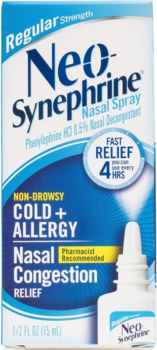 [BRSWYGDRDJ5QGCTZ] Neosynephrine Nasal Spray for Cold & Sinus Relief, Regular Strength, 0.5 Fl Oz