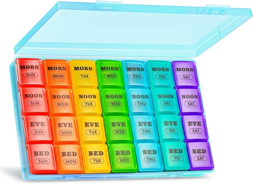 [BRSROAQBB4IQECLV] XL Large Weekly Pill Organizer 4 Times a Day, 7-Day Pill Boxes and Organizer AM PM, Big Compartments Pill Case, Monthly Medication Organizer 28 Days Dispenser for Fish Oils
