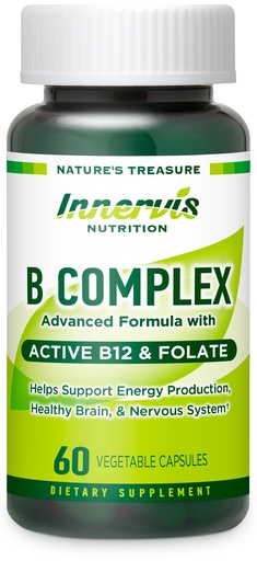 [BRSRAZYDDMAQIFDU] Bioactive B Complex with Active B12 & Folate – Supports Energy, Brain & Nerve Health, 60 Vegan Capsules