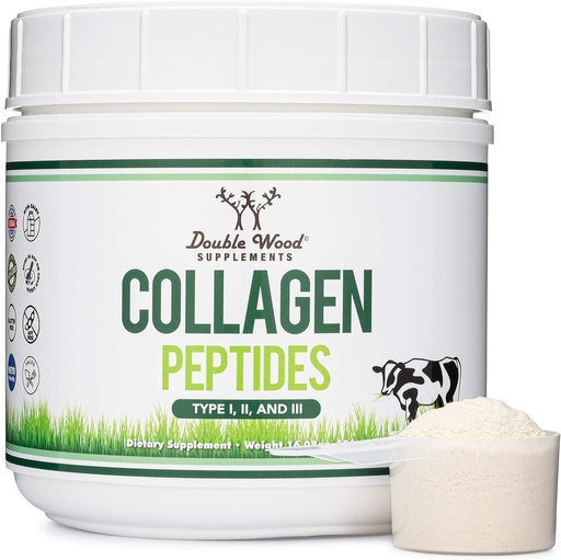 [BRSWYELROJYQGCT4] Collagen Peptides Powder - Hydrolysed Collagen, Keto Safe - 16.08oz - Multi tyyppi 1, 2 ja 3 (Grass Fed Naudan lähde)(Colageno Hybridizado) Collagen täydentää naisten ja miesten Double Wood
