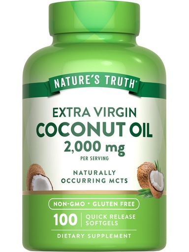 [BRSWICQBBAFBKDLC] Nature's Truth Coconut Oil Supplement | 100 Softgels | Naturally Occurring MCTs | Non-GMO & Gluten Free