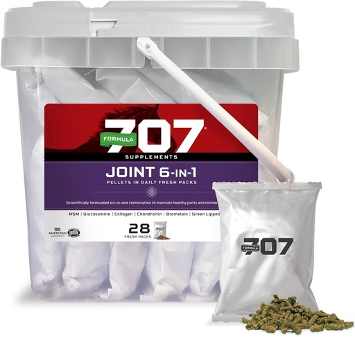 [BRSWECQCCEBBGAL6] Formula 707 Joint 6in1 Equine Supplement, Daily Fresh Packs – Support for Joint Integrity and Inflammatory Response in Horses – Green-Lipped Mussel, MSM, Glucosamine, Chondroitin & Collagen
