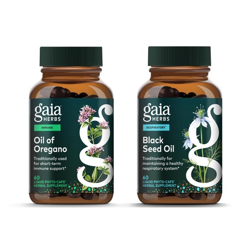 [BRSROEILPN6QODLG] Gaia Herbs Oil of Oregano Immune & Antioxidant Support*, 60 Vegan Liquid Phyto-Caps Black Seed Oil Lung, Respiratory & Antioxidant Support*, 60 Vegan Liquid Phyto-Caps -Bundle (Pack of 2)