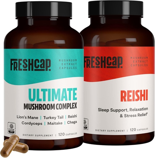 [BRSROZQPCUCQ2ADH] FreshCap Stress Bundle (Reishi Capsules and Ultimate Mushroom Complex Capsules)