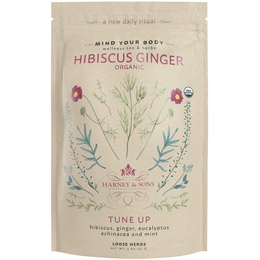 [BRSWYBI7BMPGMALG] Harney &amp; Sons Organic Hibiscus Ginger Tune-Up Wellness Blend, con Eucalyptus, Echinacea y Mint, 5 bolsa de onzas