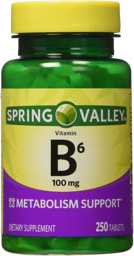 [BRSWIYY3AECRKCTO] Spring Valley - Vitamin B-6 (Pyridoxine) 100 mg, 250 Tablets