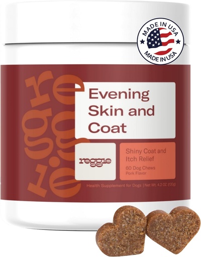 [BRSROBQRCB7WAGTB] Reggie Skin & Coat Supplements for Dogs | Omega-3 Fish Oil & Vitamin E for Itchy Skin Relief, Shedding & Shiny Coat | Natural Dog Skin & Coat Chews | Vet-Approved & Made in USA | 60 Soft Chews