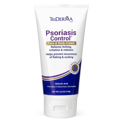 [BRSW2GT2A4CWMAL3] TriDerma Psoriasis Control Face & Body Cream - Maximum Strength 3% Salicylic Acid, AP4 Aloe Vera Gel, Urea Cream - Extra Moisturizing Treatment, No Cortisone or Coal Tar - FSA Eligible - 6 Oz