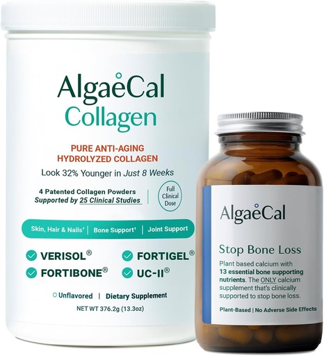 [BRSRAHD3BEJRAC3G] ALGAECAL Calcium & Collagen Bundle – Hydrolyzed Collagen Complete with Clinically-Supported Verisol, Fortibone & Fortigel, Plus 13 Bone Supporting Minerals and Vitamin D3 for Bone Health & Anti-Aging