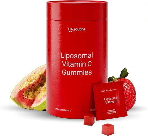 [BRSRMEIBPICWOETA] Liposomal Vitamin C Gummies for Adults - 500mg per Serving - 60 Gummies, High Absorption Vegan Low Sugar Vitamin C Gummy, Antioxidant, Energy, and Collagen Booster - Strawberry Guava Flavor