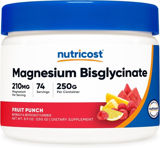 [BRSRMHYNPMCGEGT3] Nutricost Magnezyum Bisglycinate Toz (Fruit Punch, 250 Grams) - Chelated Magnezyum Supplement