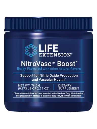[BRSRAFQQPJ7Q4HI6] Life Extension NitroVasc™ Boost, Blood Flow Supplement, Nitric Oxide Support, Heart Health, Cardiovascular Support, L-arginine, Gluten-Free, Non-GMO, Vegetarian, 1 Scoop, 30 Servings