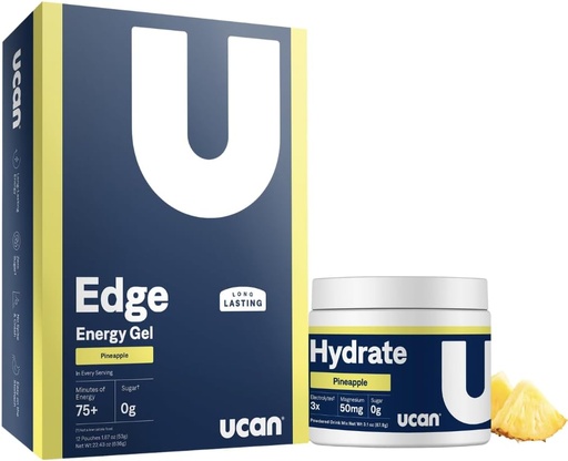 [BRSRMGQFOYMB4CDD] UCAN Pineapple Edge Energy Gel & Hydrate - Great for Running, Training, Fitness, Cycling, Crossfit & More | Sugar-Free, Vegan, & Keto Friendly Energy Supplement