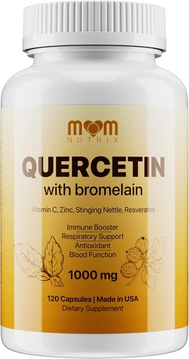 [BRSRMZQBO4IWGGT3] Quecietin cao cấp với Bromelain - 120 Capsules với Elderberry, Sting Nettle, Resveratrol, Zic, C & D - sản xuất ở Hoa Kỳ