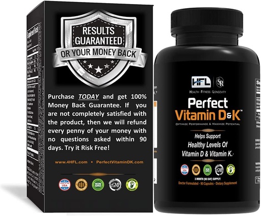 [BRSWYAQKOYCAA3LB] HFL Perfect Vitamin D&K by Dr. Sam Robbins | Vitamin D3 & K2 (MenaQ7® MK-7) | 3 Month Supply | 2X Absorbable | Vegan, Plant-Based, Micro-Encapsulated.