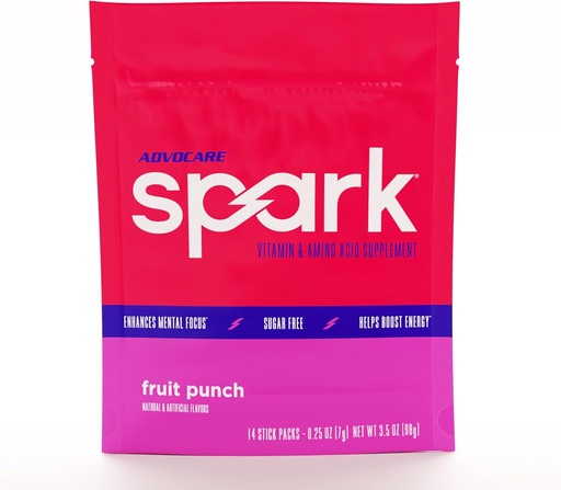 [BRSWECQOB56GCF3J] AdvoCare Spark - Energy Drink Mix - Integratore di vitamina & Aminoacido - Supporta energia e messa a fuoco* - Supporto immunitario portatile* - Zucchero-Free - Punch di frutta, 14 Stick Pack (3,5 oz)