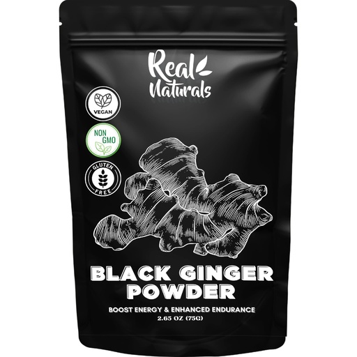 [BRSRMGANOEAQYGT3] Black Ginger Powder (2.64 Oz) kaempferia parviflora by Real Naturals. Promote Energy & Stamina