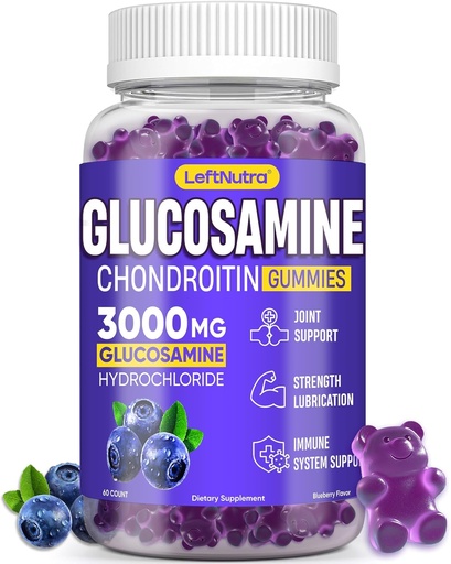 [BRSRAEIQDIFB6ELL] Glucosamine Chondroitin Gummies 3000mg, Advanced Glucosamine Chondroitin Msm, Joint Support Supplement, Antioxidant Immune Support, Bone and Joint Flexibility, Strengthand Mobility, Blueberry Flavor