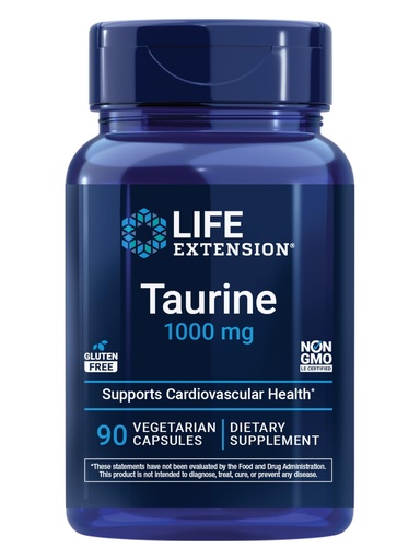 [BRSWIYQFCUGRQCY7] Life Extension Taurine, Pure Taurine Amino Acid Supplement, Heart, Liver and Brain Health, Longevity, Muscle and Exercise, 1000 mg dose, Non-GMO, Gluten-Free, Vegetarian, 90 Vegetarian Capsules