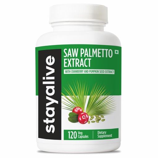 [BRSRAYDQBMCRMFY4] STAY ALIVE Saw Palmetto Extract Capsules w/Cranberry & Pumpkin Seed Oil, 120 Vegan Pills, Extra Strength Saw Palmetto for Men and Women, Non-GMO, Gluten-Free Pumpkin Seed Supplement