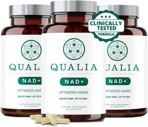 [BRSROCQZOIHQO33D] Qualia NAD Supplement — Klinisch getestet, um NAD+ bis zu 67% zu steigern. Optimiertes Altern, Energie, Fokus. Elite NAD+ Booster Zutaten: Nicotinamid Riboside (NIAGEN,) Niacin, Niacinamid (3 Month Supply)