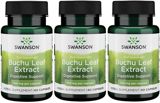 [BRSWIHLQBFYB233M] Swanson Buchu Leaf - 4:1 Erauzi - Herbal osagarria - (60 kapsulak, 100mg Bakoitzak) 3 Pack