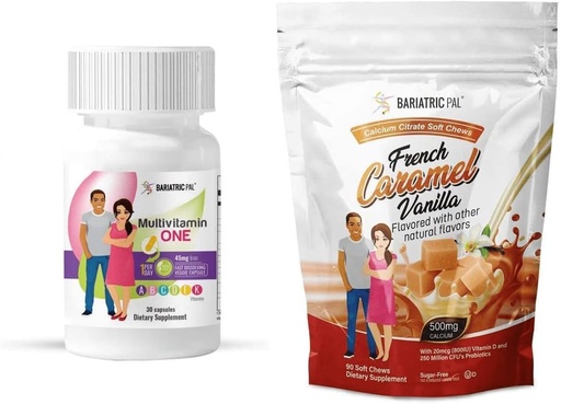 [BRSWYZ3YCEMBM2YU] BariatricPal Duodenal Switch Complete 30-Day Supply Vitamin Pack (Capsule met 45mg Iron Calcium Citrate Zachte Kauwen met Probiotica - Franse Caramel Vanille)