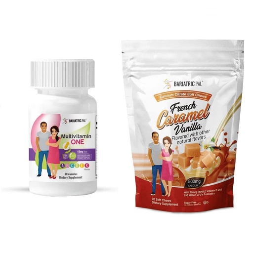[BRSWYZ3YCEMBM2YU] BariatricPal Duodenal Switch Complete 30-Day Supply Vitamin Pack (Capsule with 45mg Iron Calcium Citrate Soft Chews with Probiotics - French Caramel Vanilla)