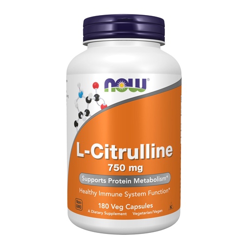 [BRSWIYIGOIHB633M] NOW Foods Supplements, L-Citrulline 750 mg, Supports Protein Metabolism*, Amino Acid, 180 Veg Capsules
