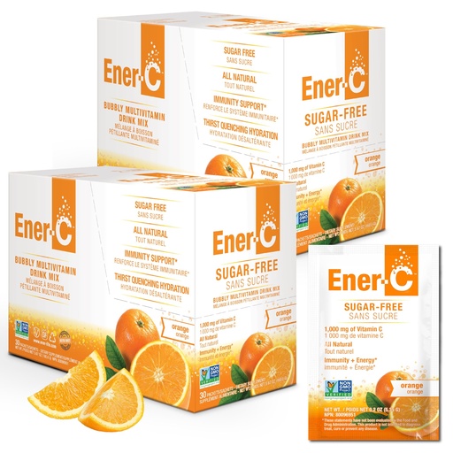 [BRSWYBATOB4B6HTK] Ener-C Sugar Free Multivitamin Drink Mix - Vitamin Powder for Water, Electrolytes Powder No Sugar, Hydration Boost Packets, Zero Sugar, Vitamin C & B12 Supplement Liquid Mix - Orange, 60 Count