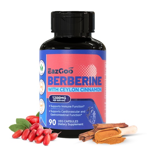 [BRSRA2QBDINWKFL7] Premium Berberine Supplement 1200mg with Ceylon Cinnamon - 90 Vegan Capsules - Berberine HCL Supplement Gluten Free, Immune Support