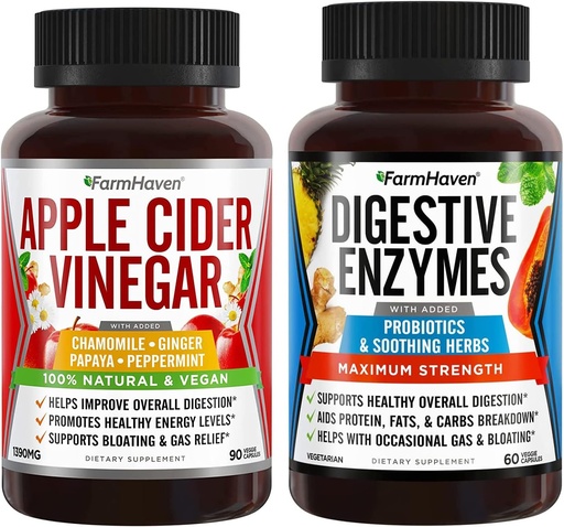 [BRSRMYIFCF7QM3TU] FarmHaven Apple Cider Essig Kapseln mit Ginger & Digestive Enzyme mit 18 Probiotika & Kräuter