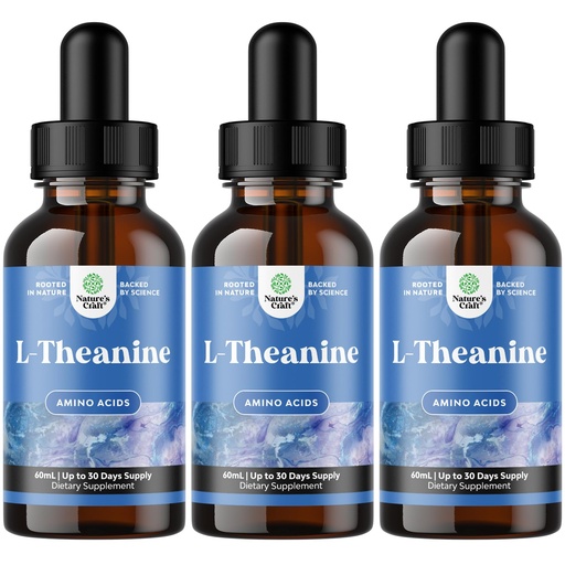 [BRSRAGAKPMCRQ2Y3] Natures Craft High Absorption L-Theanine Liquid Drops - Nootropic Focus Supplement with L Theanine 200mg Per Serving and Chamomile Extract - Adults and Kids Relaxation and Focus - 2 Fl Oz (3 Pack)