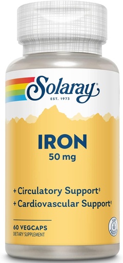 [BRSWGGICBV7GKF3A] Solaray Iron 50 mg | Hälsosam cirkulation, kardiovaskulär funktion och röd blodcellhälsostöd | 60 VegCaps