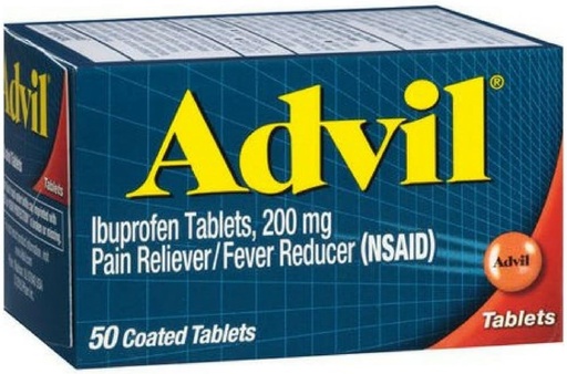 [BRSWIYQOAQBRMDLI] Advil Pain Reliever/Fever Reducer, 200 mg, 50 Coated Tablets.