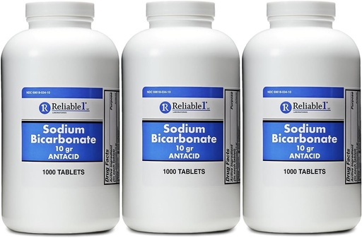 [BRSWECQLPMOWY33H] Sodium Bicarbonate 650 mg 1000 Antacid Tablets, for Relief of Acid Indigestion, Heartburn, Sour Stomach & Upset Stomach Pack of 3