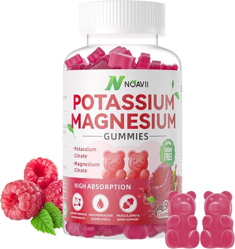 [BRSROH33OENWAET7] Potassium Magnesium Gummies, New Formula Calm Magnesium Glycinate Gummies, Chewable Gummy Supplements for Leg Cramps & Muscle, Raspberry Flavor 90 Count