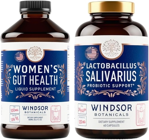 [BRSROCY5BMIWMAIU] WINDSOR BOTANICALS Lactobacillus Salivarius Probiotic and IBS Gut Health Supplements - Oral and Gut Support Bundle