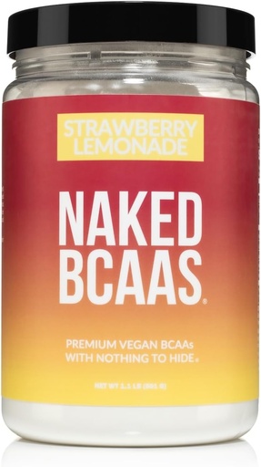 [BRSRAEL4CEGR6DLD] NAKED Strawberry Lemonade BCAAs Amino Acids Powder, 100% Pure 2:1:1 Formula, Vegan Branched Chain Amino Acids, Instantized All Natural BCAA Powder Supplement - 501 Grams, 34 Servings