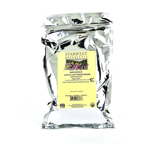 [BRSWIY37AIIRMGTO] Starwest Botanicals Organic Egyptian Alfalfa Leaf Powder, 1 Pound Bulk Bag
