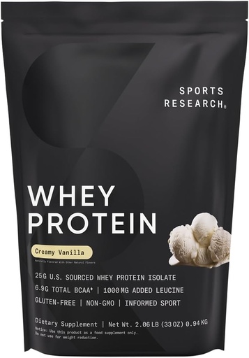 [BRSROAAOA4BGMCTU] Nghiên cứu thể thao Whey Protein cô lập - Thể thao Protein Powder 25g mỗi người phục vụ - 2.1lb Bag Whey Protein - Vanilla Flavor - Bulk Proowder, 26 vai phụ
