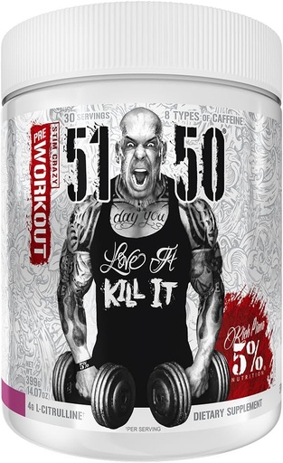 [BRSWECQBOBYAKALV] Rich Piana 5% Nutrition 5150 High Stim Pre-Workout Powder (Extreme Energy, Focus, Pumps & Indurance) 400 mg Kofeīns, Citrulīns, Beta alanīns, N-acetil-L-tirozīns 30 Srvgs (Savvaļas ogas)